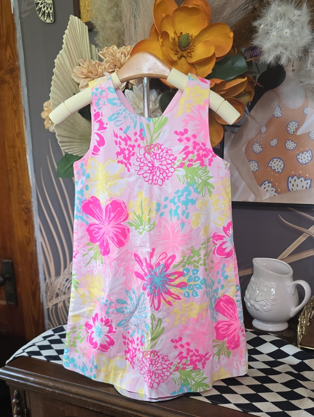 Tommy Bahama Pink Floral Sleeveless A-Line Dress for Girls